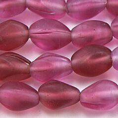 Beads, Glass Beads, 12x9mm Oval Twist Transparent matte, ROSE