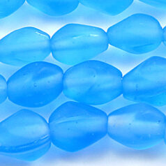 Beads, Glass Beads, 12x9mm Oval Twist Transparent matte, Aqua