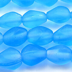Beads, Glass Beads, 12x9mm Oval Twist Transparent matte, AQUA