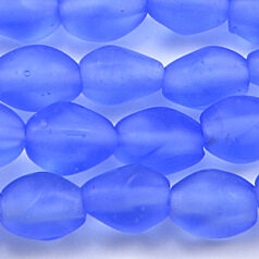 Beads, Glass Beads, 12x9mm Oval Twist Transparent matte,  Sapphire