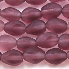 Beads, Glass Beads, 12x9mm Oval Twist Transparent matte, Amethyst