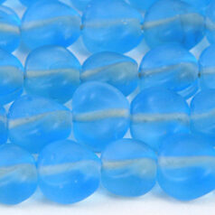 Beads, Glass Beads,  10mm Disc Twist Matte,  LIGHT BLUE AQUA