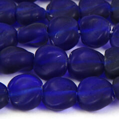 Beads, Glass Beads,  10mm Disc Twist Matte,  COBALT