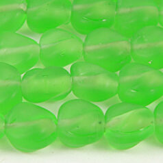 Beads, Glass Beads,  10mm Disc Twist Matte,  PERIDOT