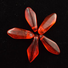 Beads, Glass Beads, 15x6mm Dagger Drop, RED