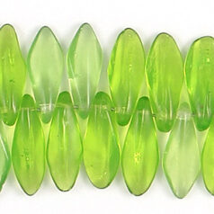 Beads, Glass Beads, 15x6mm Dagger Drop, CHARTREUSE