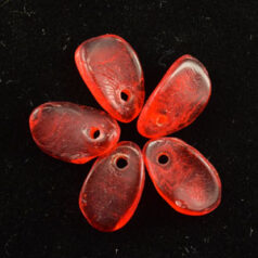 Beads, Glass Beads, 10x6mm Leaf Drop, RED