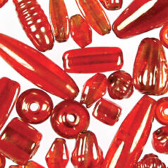 Beads, Mixed Shapes, Transparent Lustre, RED sizes range from 4-16mm (hole size approx 2-2.4mm)