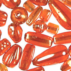 Beads, Mixed Shapes, Transparent Lustre, ORANGE sizes range from 4-16mm (hole size approx 2-2.4mm)