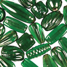 Beads, Mixed Shapes, Transparent Lustre, DARK GREEN sizes range from 4-16mm  (hole size approx 2-2.4mm)