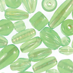 Beads, Mixed Shapes, Transparent, PALE OPAL GREEN sizes range from 4-16mm (hole size approx 2-2.4mm)