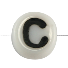 Bead, Preciosa Czech Pressed Glass, 6x4mm Alphabet Bead,  Letter C (Hole Size 0.7mm)