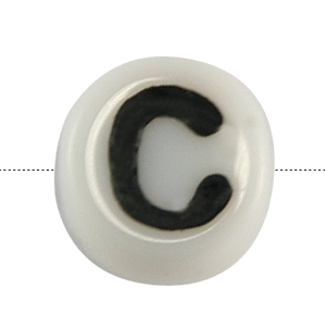 Bead, Preciosa Czech Pressed Glass, 6x4mm Alphabet Bead, Letter C (Hole Size 0.7mm)
