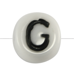 Bead, Preciosa Czech Pressed Glass, 6x4mm Alphabet Bead,  Letter G (Hole Size 0.7mm)