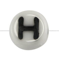 Bead, Preciosa Czech Pressed Glass, 6x4mm Alphabet Bead,  Letter H (Hole Size 0.7mm)