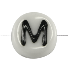 Bead, Preciosa Czech Pressed Glass, 6x4mm Alphabet Bead,  Letter M (Hole Size 0.7mm)