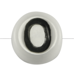 Bead, Preciosa Czech Pressed Glass, 6x4mm Alphabet Bead,  Letter O (Hole Size 0.7mm)