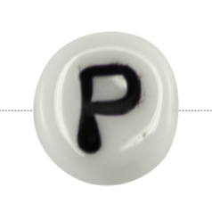 Bead, Preciosa Czech Pressed Glass, 6x4mm Alphabet Bead,  Letter P (Hole Size 0.7mm)