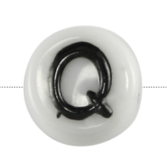 Bead, Preciosa Czech Pressed Glass, 6x4mm Alphabet Bead,  Letter Q (Hole Size 0.7mm)