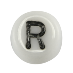 Bead, Preciosa Czech Pressed Glass, 6x4mm Alphabet Bead,  Letter R (Hole Size 0.7mm)