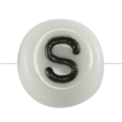 Bead, Preciosa Czech Pressed Glass, 6x4mm Alphabet Bead,  Letter S (Hole Size 0.7mm)