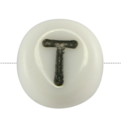 Bead, Preciosa Czech Pressed Glass, 6x4mm Alphabet Bead,  Letter T (Hole Size 0.7mm)