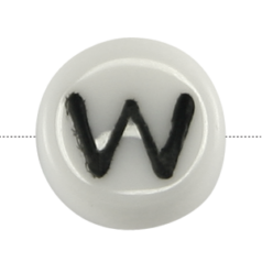 Bead, Preciosa Czech Pressed Glass, 6x4mm Alphabet Bead,  Letter W (Hole Size 0.7mm)