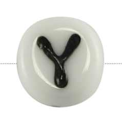 Bead, Preciosa Czech Pressed Glass, 6x4mm Alphabet Bead,  Letter Y (Hole Size 0.7mm)