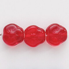 Bead, Preciosa Czech Pressed Glass, 9mm Flower Bead - Red (Thickness  4.5mm, Hole Size 1.2mm)9mm Flower Bead - Red