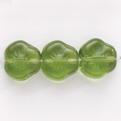 Bead, Preciosa Czech Pressed Glass, 9mm Flower Bead - Olivine (Thickness  4.5mm, Hole Size 1.2mm)
