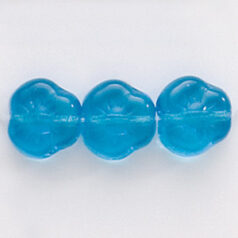 Bead, Preciosa Czech Pressed Glass, 9mm Flower Bead - Dark Aqua (Thickness  4.5mm, Hole Size 1.2mm)