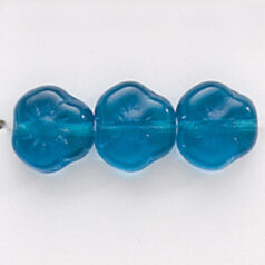 Bead, Preciosa Czech Pressed Glass, 9mm Flower Bead - Capri Blue (Thickness  4.5mm, Hole Size 1.2mm)