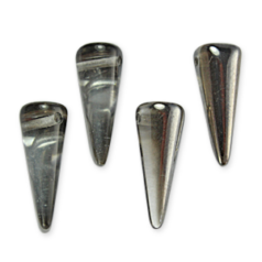 Bead, Preciosa Czech Pressed Glass, 5x13mm Spike Bead - Crystal Silver (Hole Size 1.2mm)