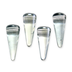 Bead, Preciosa Czech Pressed Glass, 5x13mm Spike Bead - Crystal Shadow (Hole Size 1.2mm)
