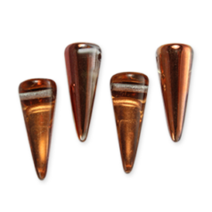 Bead, Preciosa Czech Pressed Glass, 5x13mm Spike Bead - Crystal Copper (Hole Size 1.2mm)