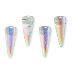 Bead, Preciosa Czech Pressed Glass, 5x13mm Spike Bead - Crystal AB (Hole Size 1.2mm)