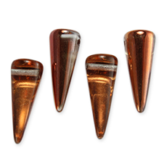 Bead, Preciosa Czech Pressed Glass, 7x17mm Spike Bead - Crystal Copper (Hole Size 1.2mm)