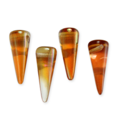 Bead, Preciosa Czech Pressed Glass, 7x17mm Spike Bead - Crystal Amber (Hole Size 1.2mm)