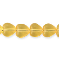 Bead, Preciosa Czech Pressed Glass, 6mm Glass Heart - Transparent Matte Topaz (Hole Size 0.9mm)