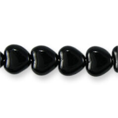 Bead, Preciosa Czech Pressed Glass, 6mm Glass Heart - Opaque Black (Hole Size 0.9mm)