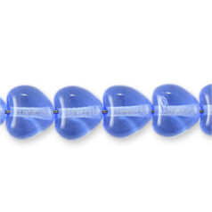Bead, Preciosa Czech Pressed Glass, 6mm Glass Heart - Transparent Sapphire (Hole Size 0.9mm)