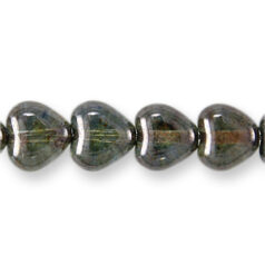 Bead, Preciosa Czech Pressed Glass, 6mm Glass Heart - Olive with Lustre Finish (Hole Size 0.9mm)