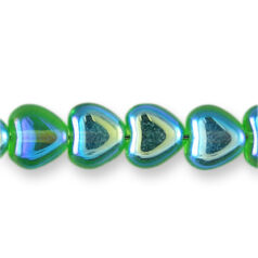 Bead, Preciosa Czech Pressed Glass, 6mm Glass Heart - Light Emerald AB (Hole Size 0.9mm)