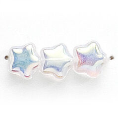 Bead, Preciosa Czech Pressed Glass, 8mm Star - Transparent Crystal AB(Thickness 3.5mm, Hole Size 0.9mm)