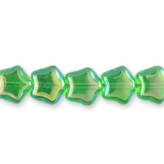 Bead, Preciosa Czech Pressed Glass, 8mm Star - Transparent Dark Emerald AB (Thickness 3.5mm, Hole Size 0.9mm)
