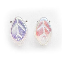 Bead, Preciosa Czech Pressed Glass, 12x7mm Leaf - Transparent Crystal AB (Thickness 3.25mm, Hole Size 1.1mm)