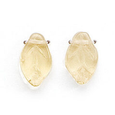 Bead, Preciosa Czech Pressed Glass, 12x7mm Leaf - Transparent Pale Topaz (Thickness 3.25mm, Hole Size 1.1mm)