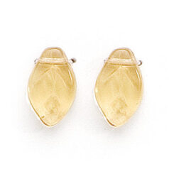 Bead, Preciosa Czech Pressed Glass, 12x7mm Leaf - Transparent Lt. Topaz (Thickness 3.25mm, Hole Size 1.1mm)