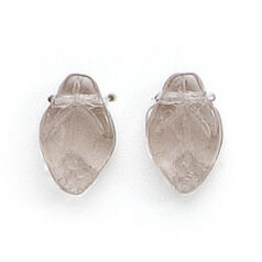 Bead, Preciosa Czech Pressed Glass, 12x7mm Leaf - Transparent Black Diamond (Thickness 3.25mm, Hole Size 1.1mm)