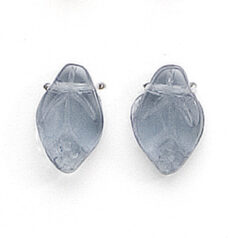 Bead, Preciosa Czech Pressed Glass, 12x7mm Leaf - Transparent Montana (Thickness 3.25mm, Hole Size 1.1mm)